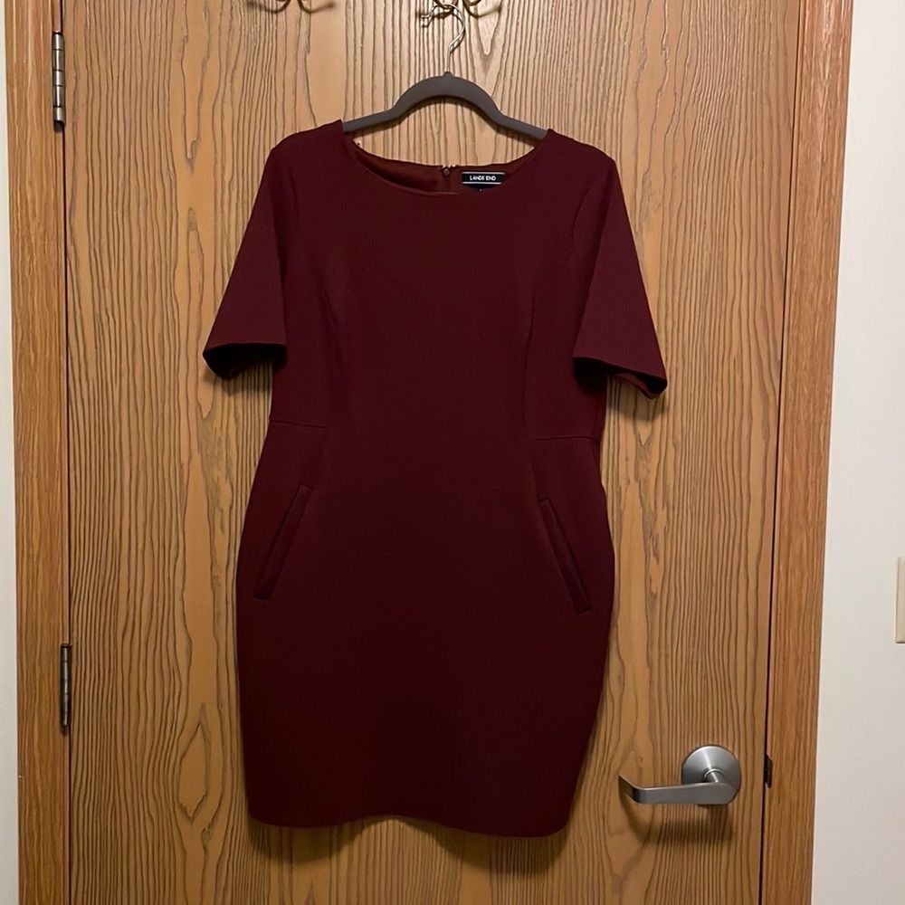 Land’s End Petite Ponte Sheath Mauve Dress